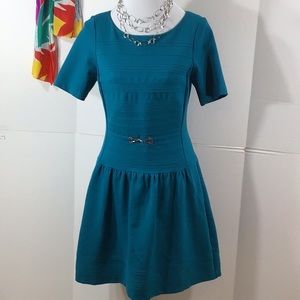 WHBM teal dropped waist knit dress 6